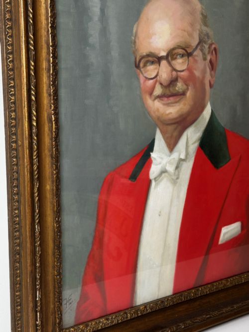 OIL PAINTING PORTRAIT SIR PHILIP GREY EGERTON 15TH BARONET C1950 - ADDITIONAL PHOTO 3
