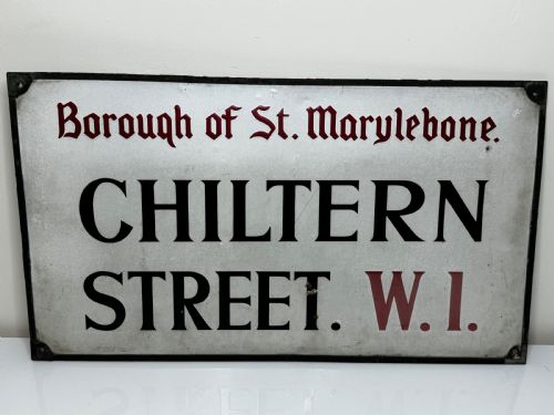 ENAMEL LONDON ROAD SIGN BOROUGH OF ST MARYLEBONE CHILTERN STREET W1 - ADDITIONAL PHOTO 1