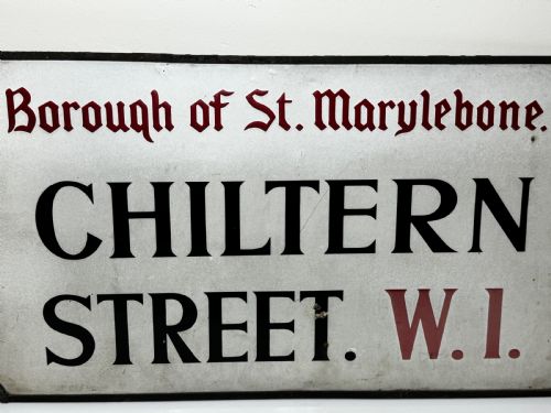 ENAMEL LONDON ROAD SIGN BOROUGH OF ST MARYLEBONE CHILTERN STREET W1 - ADDITIONAL PHOTO 16