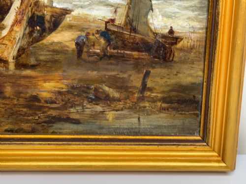 OIL PAINTING SHIPS HULK WRECK MORETON BEACH WIRRAL LEASOWE LIGHTHOUSE - ADDITIONAL PHOTO 6