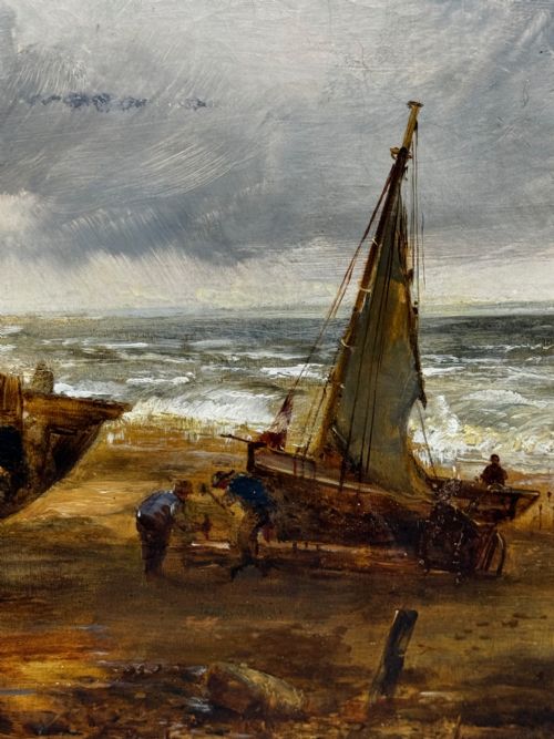 OIL PAINTING SHIPS HULK WRECK MORETON BEACH WIRRAL LEASOWE LIGHTHOUSE - ADDITIONAL PHOTO 11