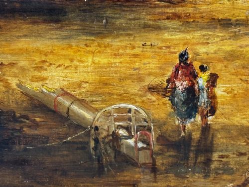OIL PAINTING SHIPS HULK WRECK MORETON BEACH WIRRAL LEASOWE LIGHTHOUSE - ADDITIONAL PHOTO 14