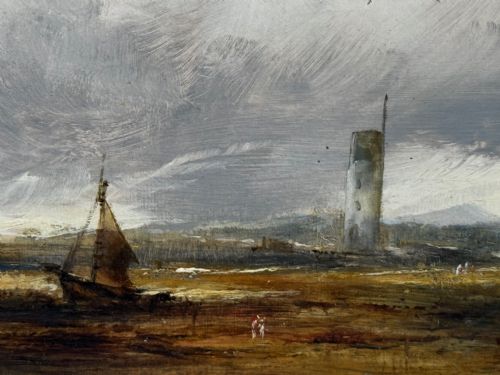OIL PAINTING SHIPS HULK WRECK MORETON BEACH WIRRAL LEASOWE LIGHTHOUSE - ADDITIONAL PHOTO 17