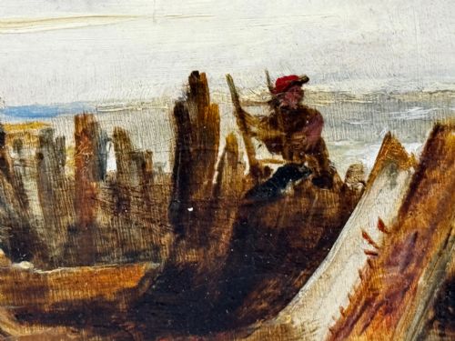 OIL PAINTING SHIPS HULK WRECK MORETON BEACH WIRRAL LEASOWE LIGHTHOUSE - ADDITIONAL PHOTO 21