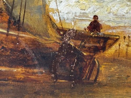 OIL PAINTING SHIPS HULK WRECK MORETON BEACH WIRRAL LEASOWE LIGHTHOUSE - ADDITIONAL PHOTO 24