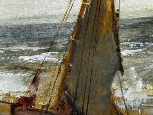 OIL PAINTING SHIPS HULK WRECK MORETON BEACH WIRRAL LEASOWE LIGHTHOUSE - ADDITIONAL PHOTO 25