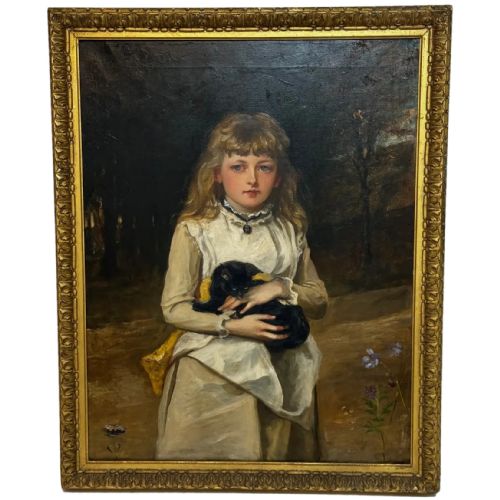 OIL PAINTING PORTRAIT RACHEL WEIGALL PRIZED KITTEN BY HENRY WEIGALL