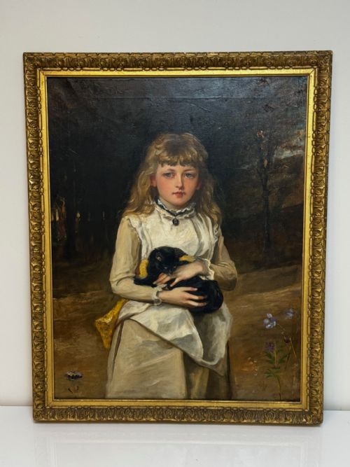 OIL PAINTING PORTRAIT RACHEL WEIGALL PRIZED KITTEN BY HENRY WEIGALL - ADDITIONAL PHOTO 1
