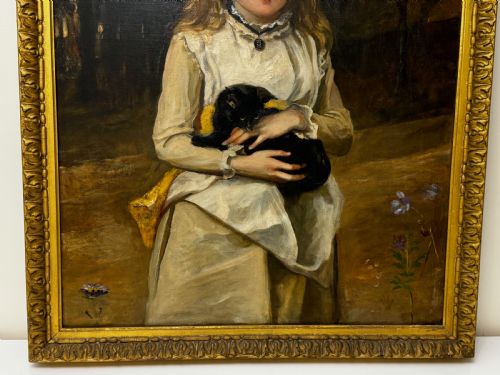 OIL PAINTING PORTRAIT RACHEL WEIGALL PRIZED KITTEN BY HENRY WEIGALL - ADDITIONAL PHOTO 3