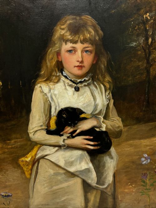 OIL PAINTING PORTRAIT RACHEL WEIGALL PRIZED KITTEN BY HENRY WEIGALL - ADDITIONAL PHOTO 5