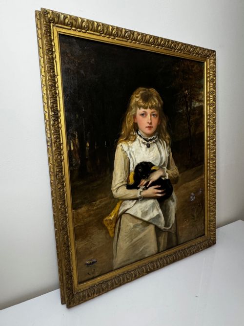 OIL PAINTING PORTRAIT RACHEL WEIGALL PRIZED KITTEN BY HENRY WEIGALL - ADDITIONAL PHOTO 7