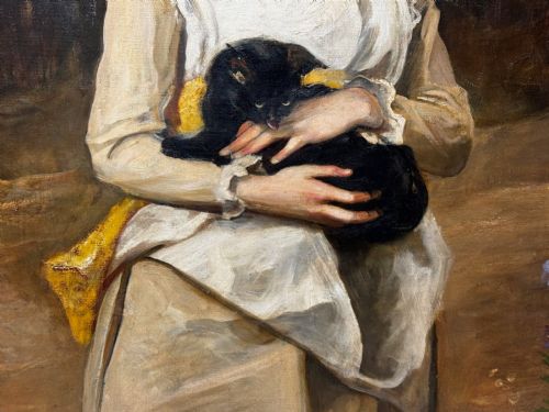 OIL PAINTING PORTRAIT RACHEL WEIGALL PRIZED KITTEN BY HENRY WEIGALL - ADDITIONAL PHOTO 15