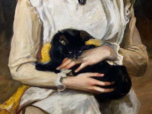 OIL PAINTING PORTRAIT RACHEL WEIGALL PRIZED KITTEN BY HENRY WEIGALL - ADDITIONAL PHOTO 16