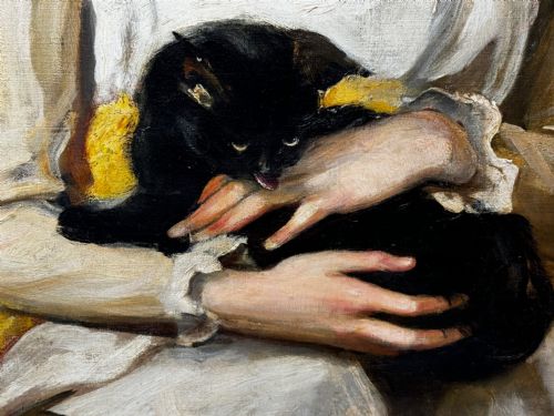 OIL PAINTING PORTRAIT RACHEL WEIGALL PRIZED KITTEN BY HENRY WEIGALL - ADDITIONAL PHOTO 17