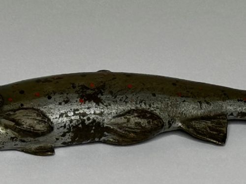 ANTIQUE AUSTRIAN COLD PAINTED BRONZE SCULPTURE LEAPING SALMON FISH - ADDITIONAL PHOTO 18