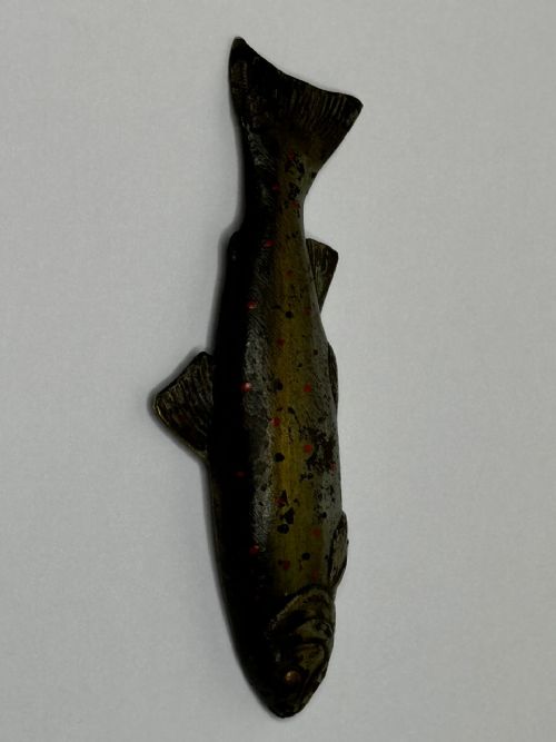 ANTIQUE AUSTRIAN COLD PAINTED BRONZE SCULPTURE LEAPING SALMON FISH - ADDITIONAL PHOTO 27