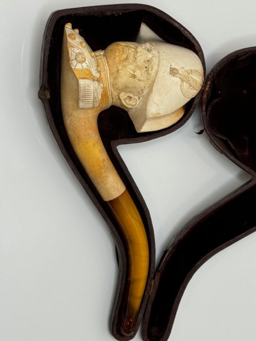 19TH CENTURY CARVED MEERSCHAUM SMOKING PIPE NAPOLEON BONAPARTE - ADDITIONAL PHOTO 1