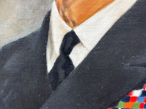 PORTRAIT OIL PAINTING MONARCH KING GEORGE VI NAVAL UNIFORM C1950 - ADDITIONAL PHOTO 16