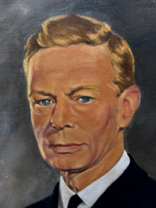 PORTRAIT OIL PAINTING MONARCH KING GEORGE VI NAVAL UNIFORM C1950 - ADDITIONAL PHOTO 18