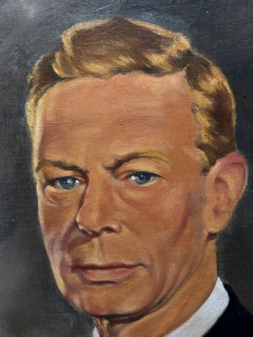 PORTRAIT OIL PAINTING MONARCH KING GEORGE VI NAVAL UNIFORM C1950 - ADDITIONAL PHOTO 19