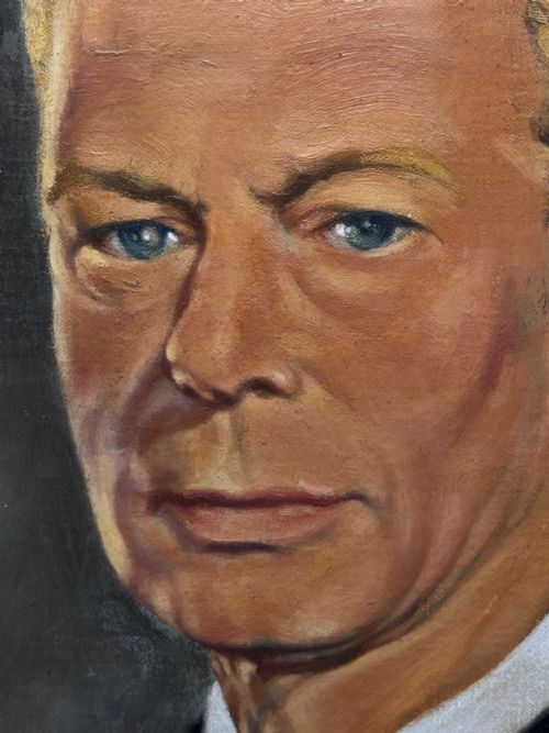 PORTRAIT OIL PAINTING MONARCH KING GEORGE VI NAVAL UNIFORM C1950 - ADDITIONAL PHOTO 20