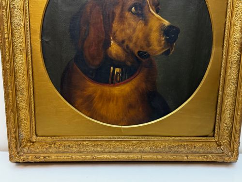 LARGE OIL PAINTING LANDSEER'S MASTIFF BLOODHOUND PRIZED DOG ODIN - ADDITIONAL PHOTO 1