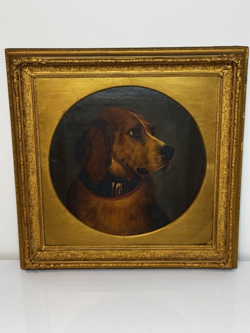 LARGE OIL PAINTING LANDSEER'S MASTIFF BLOODHOUND PRIZED DOG ODIN - ADDITIONAL PHOTO 3