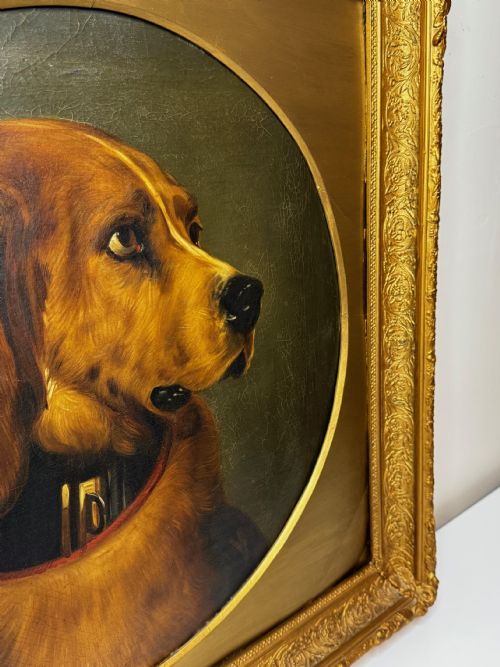 LARGE OIL PAINTING LANDSEER'S MASTIFF BLOODHOUND PRIZED DOG ODIN - ADDITIONAL PHOTO 7