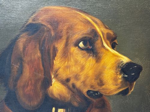 LARGE OIL PAINTING LANDSEER'S MASTIFF BLOODHOUND PRIZED DOG ODIN - ADDITIONAL PHOTO 11