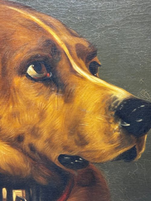 LARGE OIL PAINTING LANDSEER'S MASTIFF BLOODHOUND PRIZED DOG ODIN - ADDITIONAL PHOTO 13