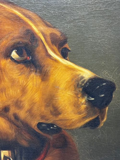 LARGE OIL PAINTING LANDSEER'S MASTIFF BLOODHOUND PRIZED DOG ODIN - ADDITIONAL PHOTO 14