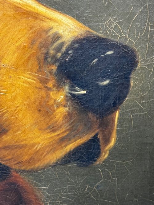 LARGE OIL PAINTING LANDSEER'S MASTIFF BLOODHOUND PRIZED DOG ODIN - ADDITIONAL PHOTO 15