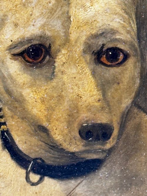 OIL PAINTING SAD WHITE ENGLISH TERRIER DOG FOLLOWER OF JOHN EMMS - ADDITIONAL PHOTO 17
