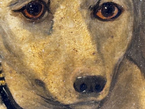 OIL PAINTING SAD WHITE ENGLISH TERRIER DOG FOLLOWER OF JOHN EMMS - ADDITIONAL PHOTO 19