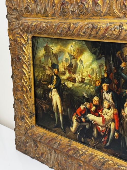 OILPAINTING SEA BATTLE LORD HOWE ON SHIP HMS QUEEN CHARLOTTE - ADDITIONAL PHOTO 3