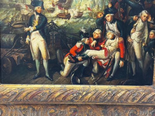 OILPAINTING SEA BATTLE LORD HOWE ON SHIP HMS QUEEN CHARLOTTE - ADDITIONAL PHOTO 4
