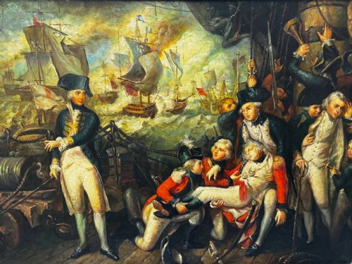 OILPAINTING SEA BATTLE LORD HOWE ON SHIP HMS QUEEN CHARLOTTE - ADDITIONAL PHOTO 8
