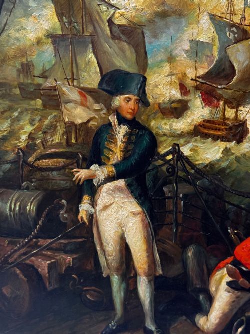 OILPAINTING SEA BATTLE LORD HOWE ON SHIP HMS QUEEN CHARLOTTE - ADDITIONAL PHOTO 10