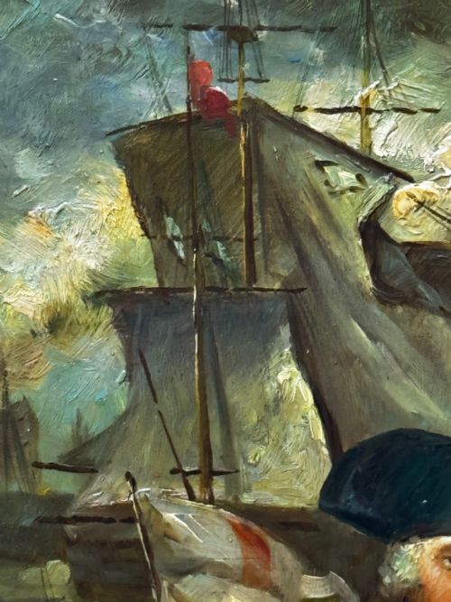 OILPAINTING SEA BATTLE LORD HOWE ON SHIP HMS QUEEN CHARLOTTE - ADDITIONAL PHOTO 13