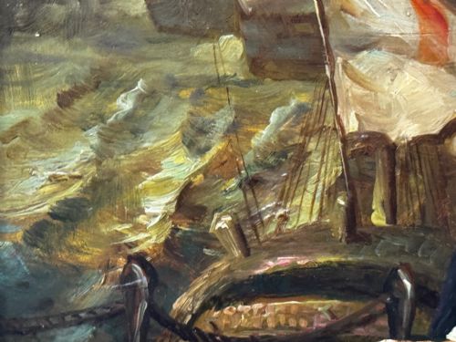 OILPAINTING SEA BATTLE LORD HOWE ON SHIP HMS QUEEN CHARLOTTE - ADDITIONAL PHOTO 14