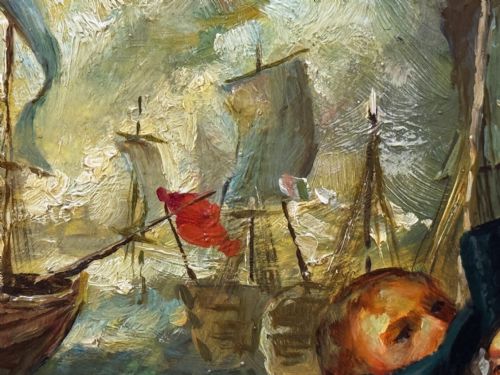 OILPAINTING SEA BATTLE LORD HOWE ON SHIP HMS QUEEN CHARLOTTE - ADDITIONAL PHOTO 17