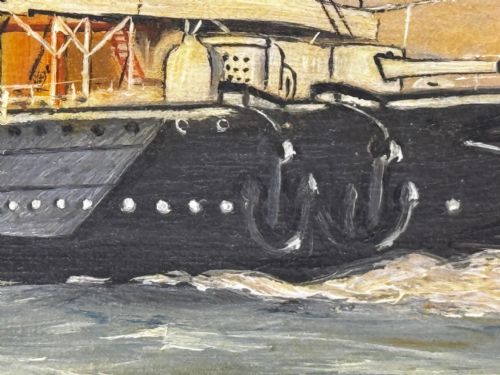 OIL PAINTING HMS POWERFUL CRUISER SHIP FOLLOWER OF CHARLES DIXON - ADDITIONAL PHOTO 19