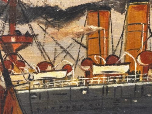OIL PAINTING HMS POWERFUL CRUISER SHIP FOLLOWER OF CHARLES DIXON - ADDITIONAL PHOTO 21