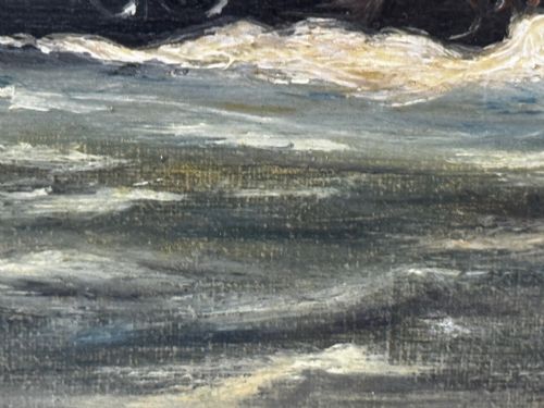 OIL PAINTING HMS POWERFUL CRUISER SHIP FOLLOWER OF CHARLES DIXON - ADDITIONAL PHOTO 24