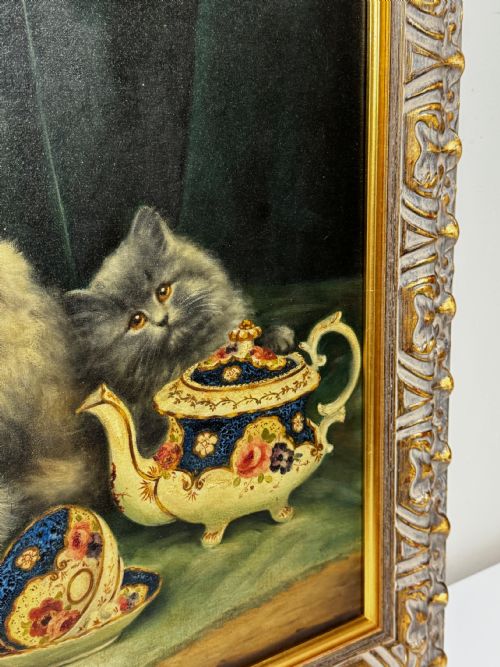 PAINTING GROUP 6 PERSIAN KITTENS TEA PARTY BY AGNES AUGUSTA TALLBOYS - ADDITIONAL PHOTO 3