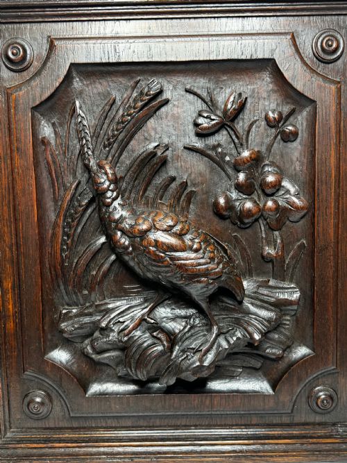 CARVED TIGER OAK VICTORIAN PUGIN DESIGN WALL HUNTING SCULPTURE GROUSE PANEL - ADDITIONAL PHOTO 10