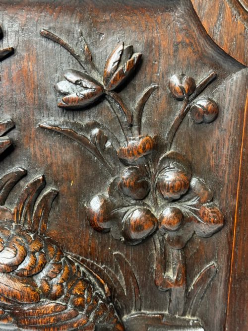 CARVED TIGER OAK VICTORIAN PUGIN DESIGN WALL HUNTING SCULPTURE GROUSE PANEL - ADDITIONAL PHOTO 13