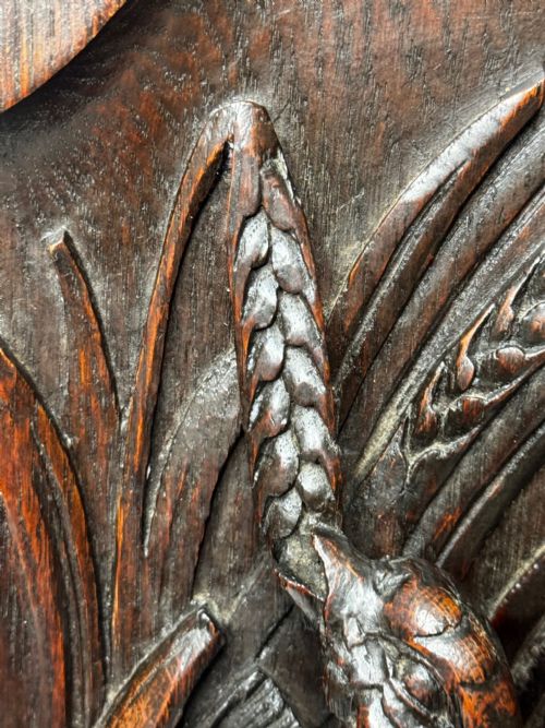 CARVED TIGER OAK VICTORIAN PUGIN DESIGN WALL HUNTING SCULPTURE GROUSE PANEL - ADDITIONAL PHOTO 15