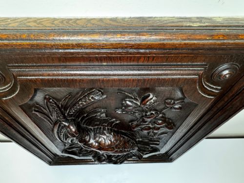 CARVED TIGER OAK VICTORIAN PUGIN DESIGN WALL HUNTING SCULPTURE GROUSE PANEL - ADDITIONAL PHOTO 17
