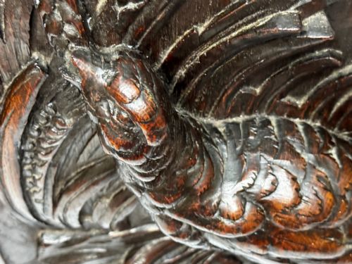 CARVED TIGER OAK VICTORIAN PUGIN DESIGN WALL HUNTING SCULPTURE GROUSE PANEL - ADDITIONAL PHOTO 22